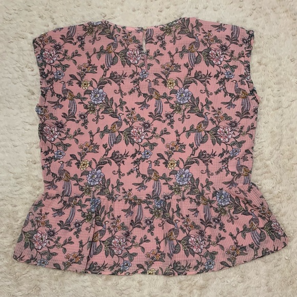 SOLD ✨ LOFT Floral Print w Peplum Hem Blouse Pink Multicolor - Size M - Picture 6 of 14